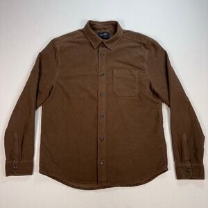 DU/ER No Sweat Moleskin Shirt Mens M Brown Heavyweight Pocket Button Up MCNS1025